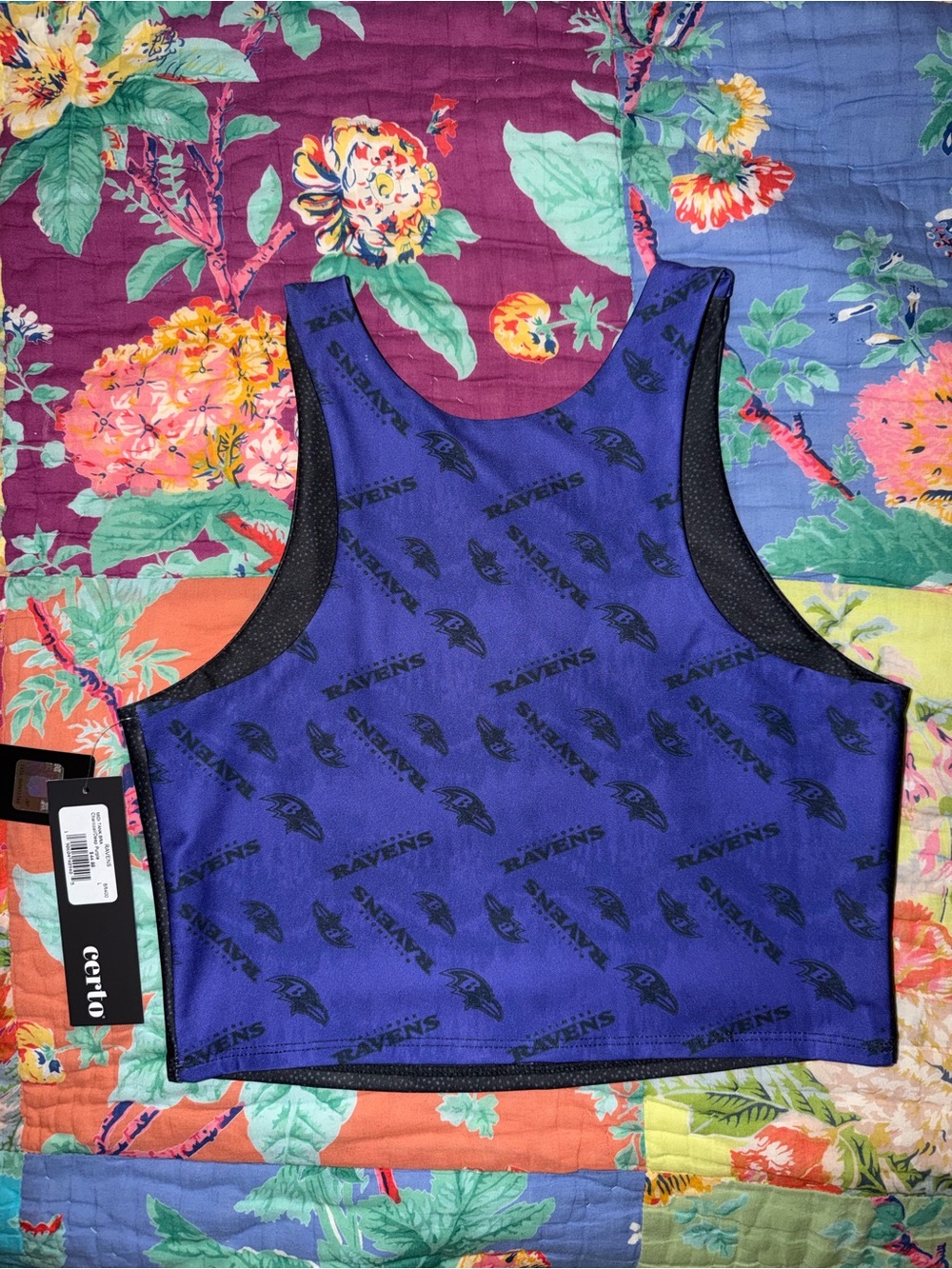 NWT NFL Baltimore Ravens Midi Tank Bra Top - Picture 2 of 6